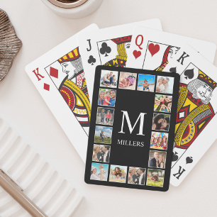 Custom Family Photo Collage Personalised Black Playing Cards