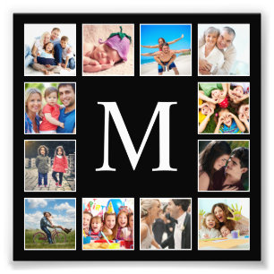 Custom Family Photo Collage Personalised Black Print