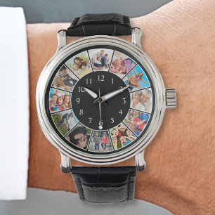 Custom Family Photo Collage Personalised Black Watch