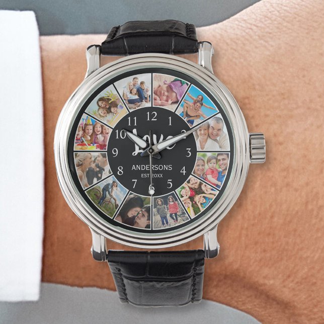 Custom Family Photo Collage Personalised Black Watch (Creator Uploaded)