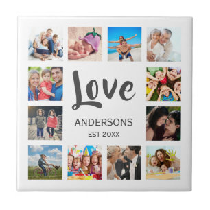 Custom Family Photo Collage Personalised White Ceramic Tile