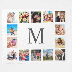 Custom Family Photo Collage Personalised White Fleece Blanket