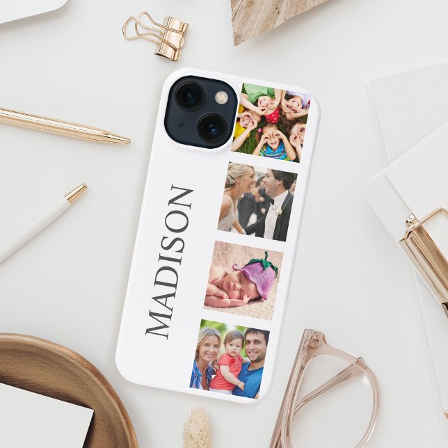 Custom Family Photo Collage Personalised White iPhone Case (Creator Uploaded)