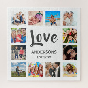 Custom Family Photo Collage Personalised White Jigsaw Puzzle