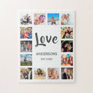 Custom Family Photo Collage Personalised White Jigsaw Puzzle