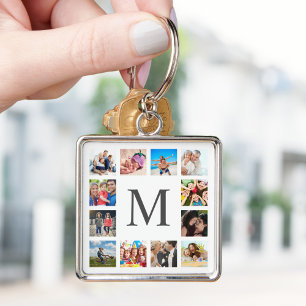 Custom Family Photo Collage Personalised White Key Ring