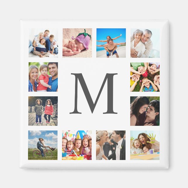  Custom Family Photo Collage Personalised White Magnet (Front)