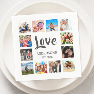 Custom Family Photo Collage Personalised White Napkin