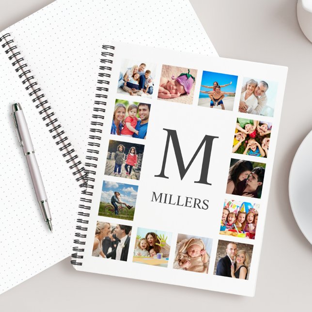 Custom Family Photo Collage Personalised White Notebook (Creator Uploaded)