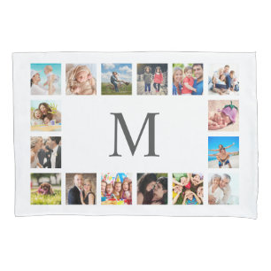 Custom Family Photo Collage Personalised White Pillowcase