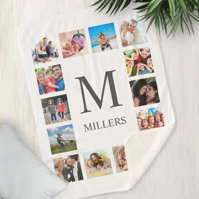 Custom Family Photo Collage Personalised White Sherpa Blanket (Creator Uploaded)