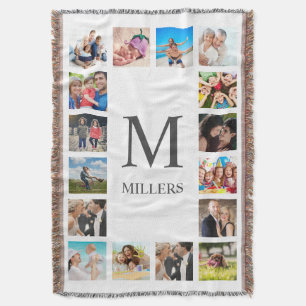 Custom Family Photo Collage Personalised White Throw Blanket