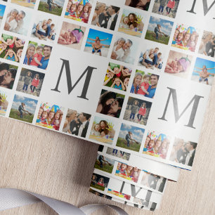 Custom Family Photo Collage Personalised White Wrapping Paper