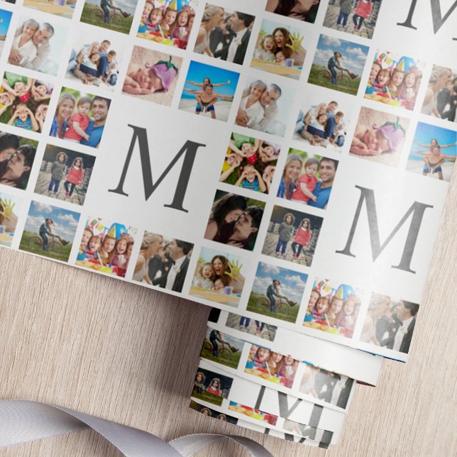 Custom Family Photo Collage Personalised White Wrapping Paper (Creator Uploaded)
