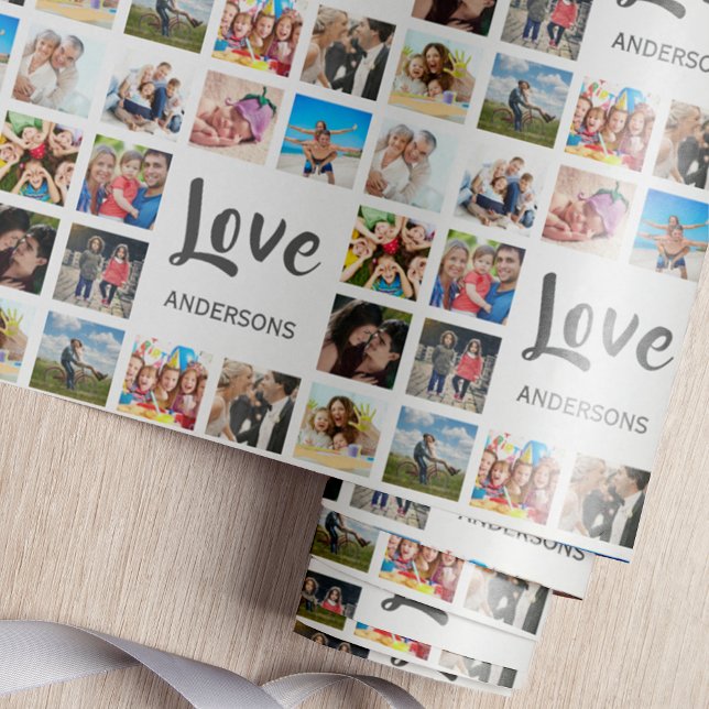 Custom Family Photo Collage Personalised White Wrapping Paper (Creator Uploaded)