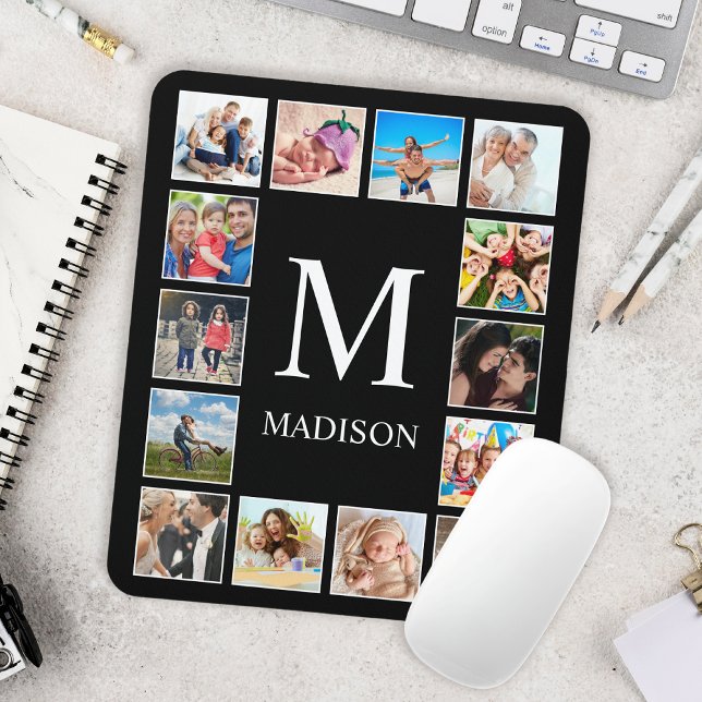 Custom Family Photo Collage Personalized Black Mouse Pad (Creator Uploaded)