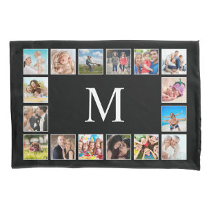 Custom Family Photo Collage Personalized Black Pillowcase