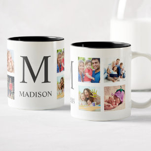 Custom Family Photo Collage Personalized White Two-Tone Coffee Mug