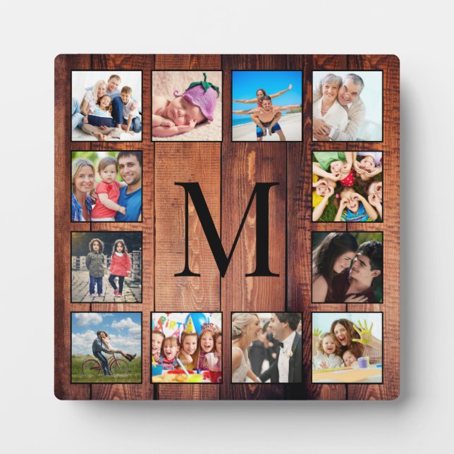 Custom Family Photo Collage Reclaimed Wood Plaque (Front)