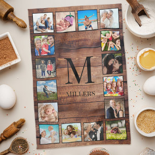 Custom Family Photo Collage Reclaimed Wood Tea Towel