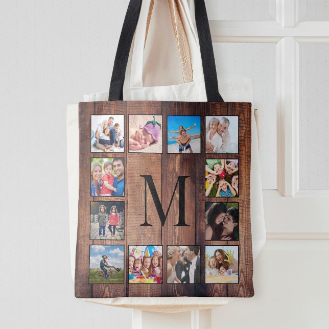 Custom Family Photo Collage Reclaimed Wood Tote Bag (Creator Uploaded)