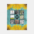 Custom Family Photo Collage Rustic Teal Yellow