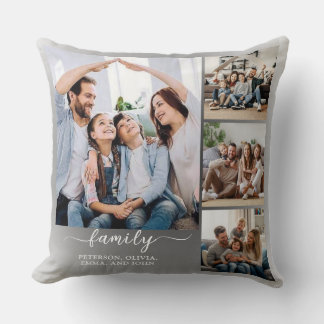 Custom Family Photo Collage Throw Pillow