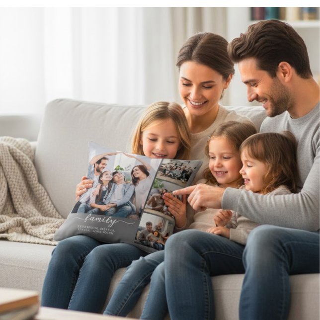 Custom Family Photo Collage Throw Pillow (Creator Uploaded)