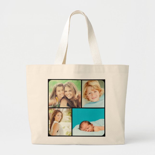 Custom Family Photo Collage Tote Bags (Front)