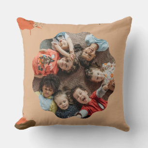 Custom Family Photo Collage Watercolor Throw Pillo Cushion