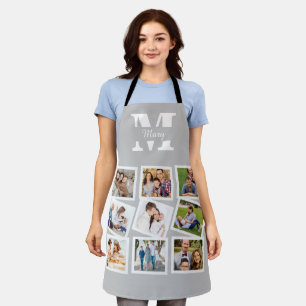 Custom Family Photo Collage with name and monogram Apron