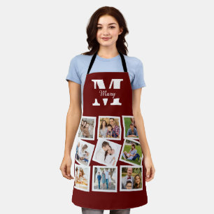 Custom Family Photo Collage with name and monogram Apron