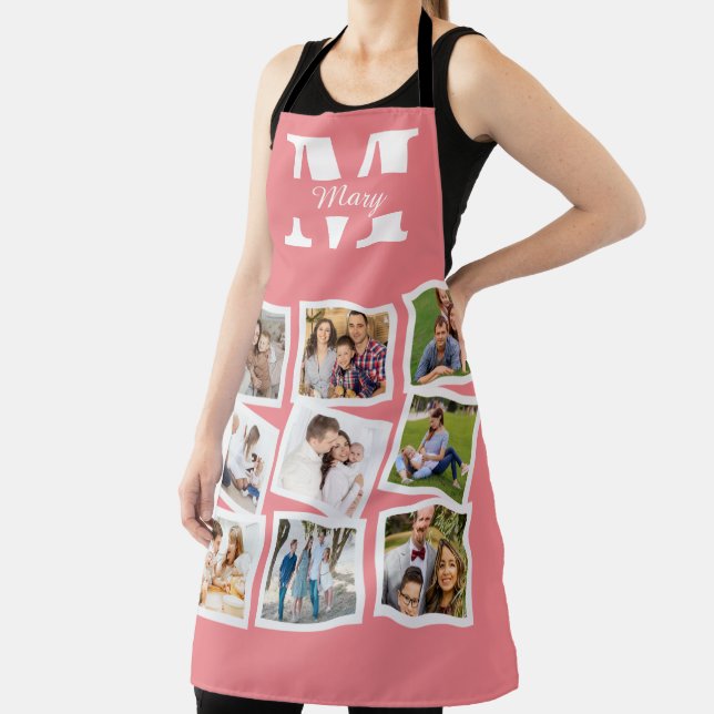 Custom Family Photo Collage with name and monogram Apron (Insitu)