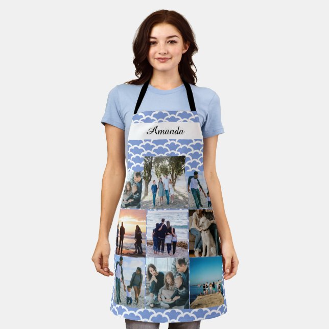 Custom Family Photo Collage with name Apron (Worn)