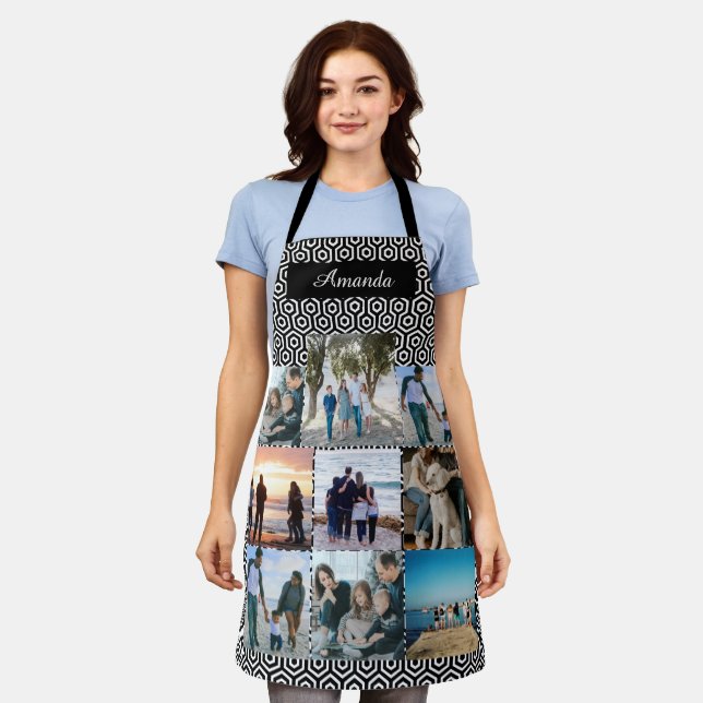 Custom Family Photo Collage with name Apron (Worn)