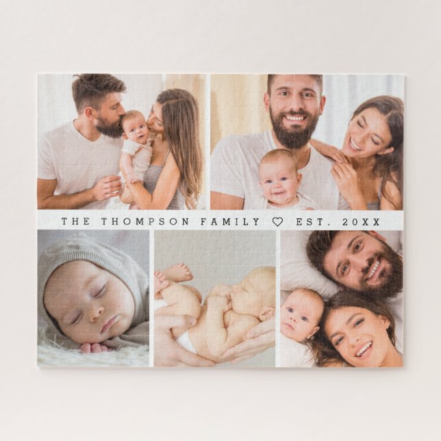 Custom Family photo Collage year Personalised Jigsaw Puzzle (Horizontal)