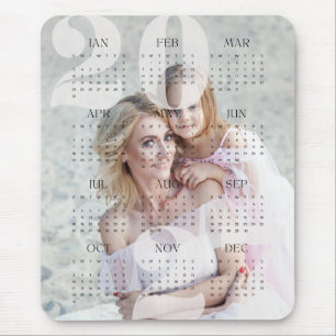 Custom Family Photo & Colour Year Calendar 2027 Mouse Pad