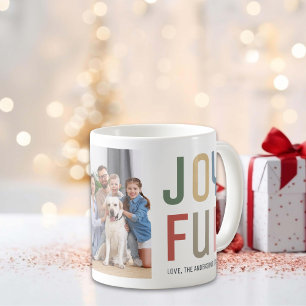 Custom Family Photo Colourful Joyful Christmas Coffee Mug