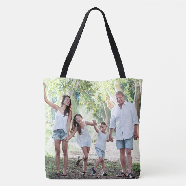 Custom Family Photo Double Sided Tote Bag (Back)
