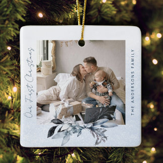 Custom Family Photo First Christmas Keepsake Ceramic Ornament