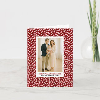 Custom Family Photo Hearts Pattern Valentine's Day Holiday Card