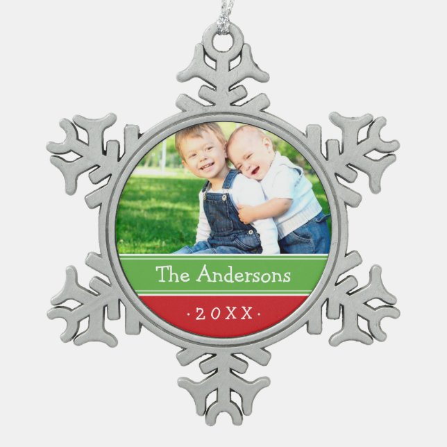 Custom Family Photo Keepsake Holiday Ornament (Front)