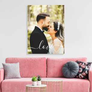 Custom Family Photo Love Script Canvas Print