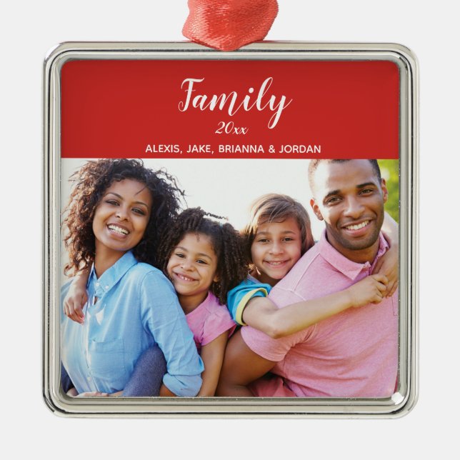 Custom Family Photo Metal Ornament (Front)