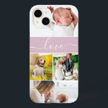 Custom Family Photo Mum Memories Love Script pink Case-Mate iPhone 14 Plus Case<br><div class="desc">Has she been looking for a phone case but nothing will do? Personalising mum's new phone case makes it unique and memorable. What's more perfect than her own cherished pictures. Modern blush pink accent colour block, trendy and modern. "Love" in an elegant script can also be customised, TiP: If you...</div>