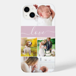Custom Family Photo Mum Memories Love Script pink Case-Mate iPhone 14 Plus Case
