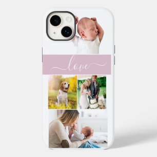 Custom Family Photo Mum Memories Love Script pink iPhone 14 Plus Case