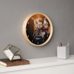 Custom Family Photo Overlay Monogrammed Clock<br><div class="desc">Create a special one of a kind round or square wall clock. The personalised clock design features your family name in simple modern fonts overlaid onto your full bleed family photo. Use the design tools to add more photos and text, and choose any fonts and colours to match your own...</div>