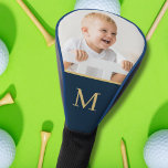 Custom Family Photo Personalised Monogram  Golf Head Cover<br><div class="desc">Custom photo golf head cover with personalised monogram and dark blue background . Customise these golf head covers with your favourite family pet or kids photo and initial. Great gift to all golfers, golf lovers. Any design questions, just send a chat or an email charmdesignstudio@rcn.com and we'll be glad to...</div>