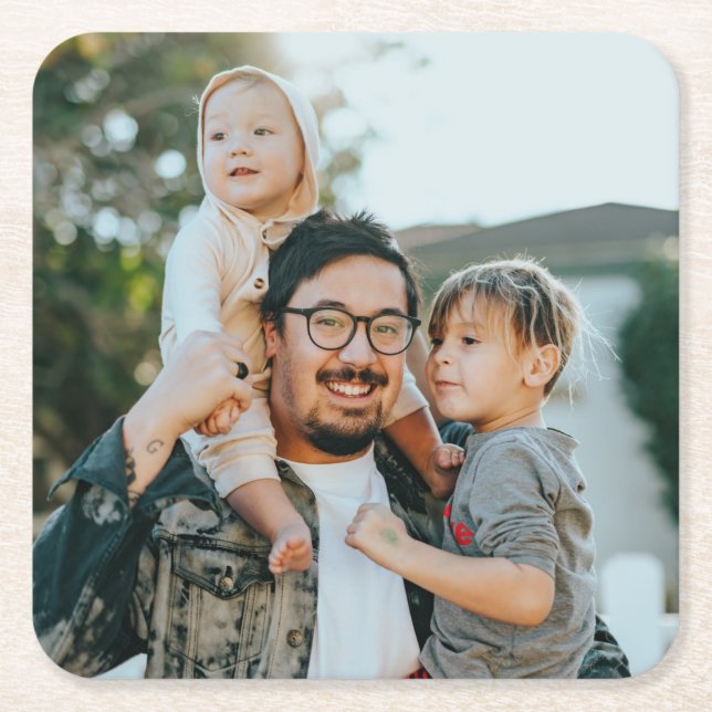 Custom Family Photo Personalised  Square Paper Coaster (Front)